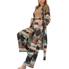 Kimono dama Multicolor din saten - albastru