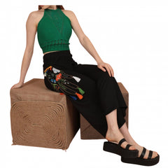 Pantaloni cu broderie negri