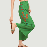 Pantaloni cu broderie verzi