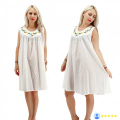 Rochie alba brodata Anto