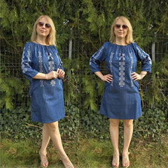 Rochie din Denim cu broderie Zina 2