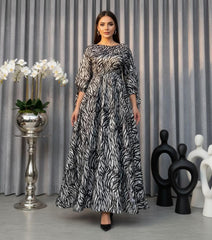 Rochie Onella Zebra Print Long Dress in Black