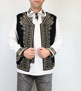 Vesta barbateasca brodata Lazar - Negru 3