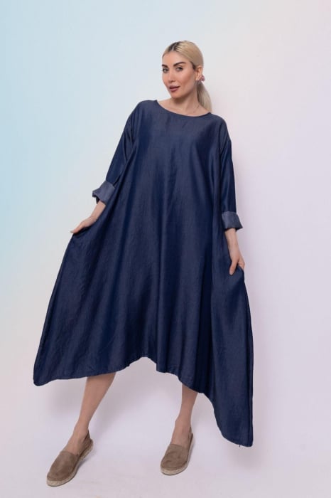 Rochie imitatie denim asimetrica