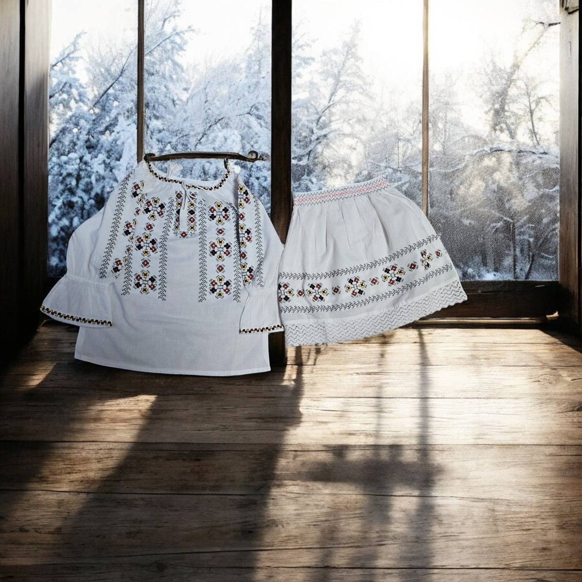 Compleu Traditional cu broderie pentru fetite - Olimpia