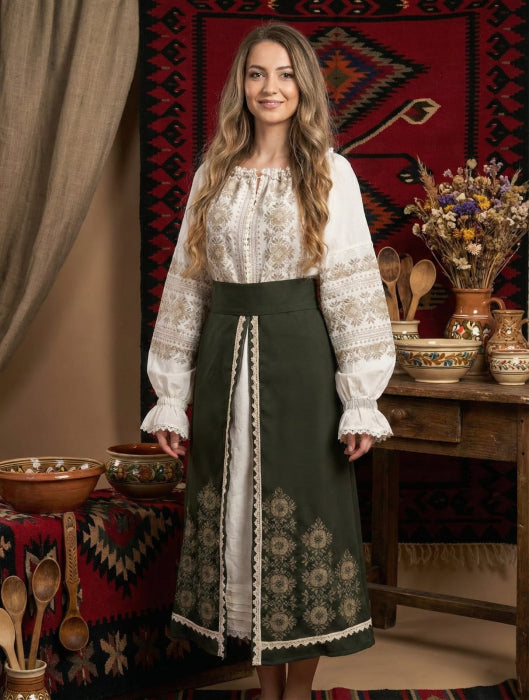 Costum Popular cu broderie traditionala Ana