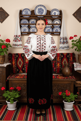 Fusta din catifea cu broderie Carmen