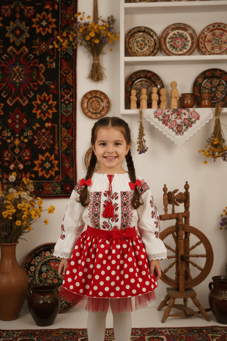 Fustita rosie cu Buline si tulle