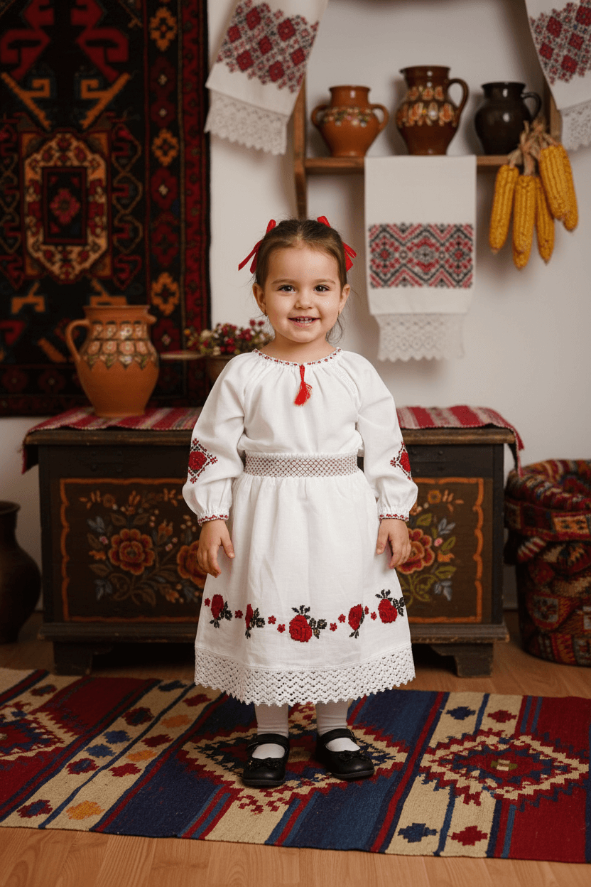 Fustita Traditionala Fetite Alba 5