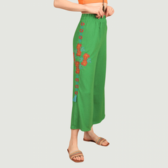 Pantaloni cu broderie verzi