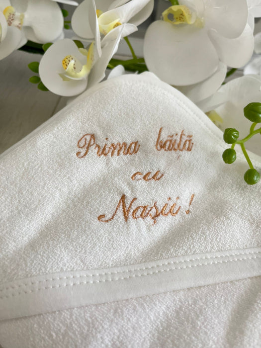 Prosop baie cu mesaj brodat