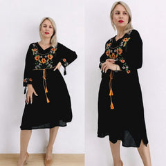 Rochie Dama cu Broderie Galbena - Melissa