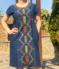Rochie din denim cu broderie Sanda 5