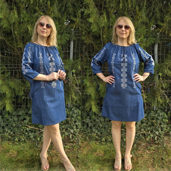 Rochie din Denim cu broderie Zina 2