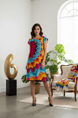 Rochie multicoloră cu imprimeu geometric