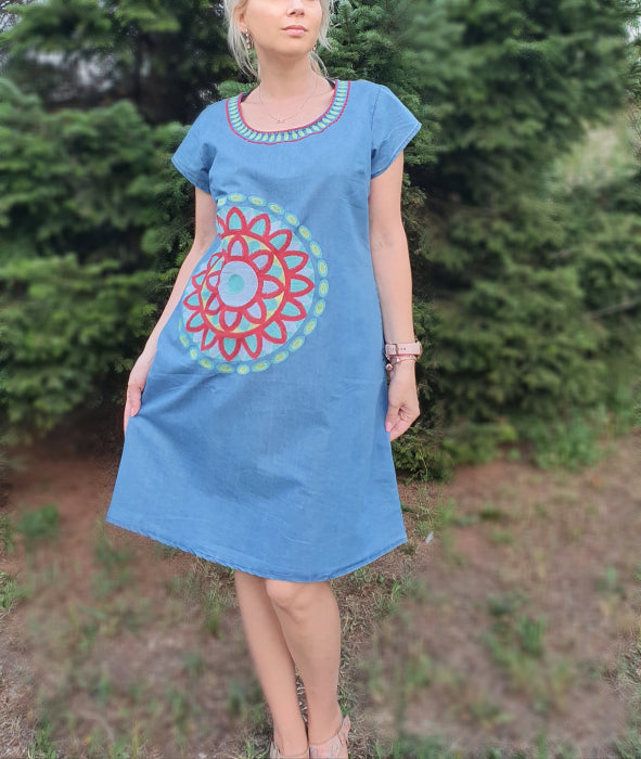 Rochie Traditionala din denim Sanda 28