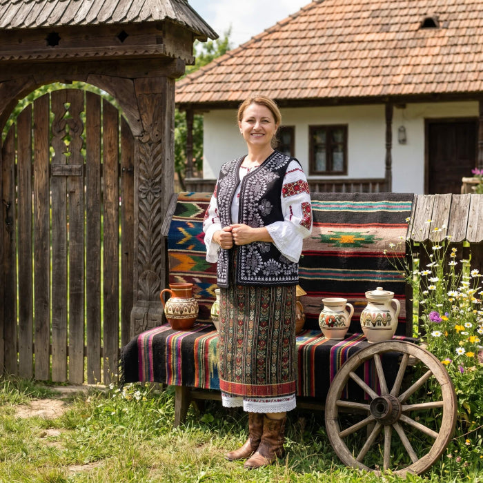 Vesta din stofa traditionala Ioana